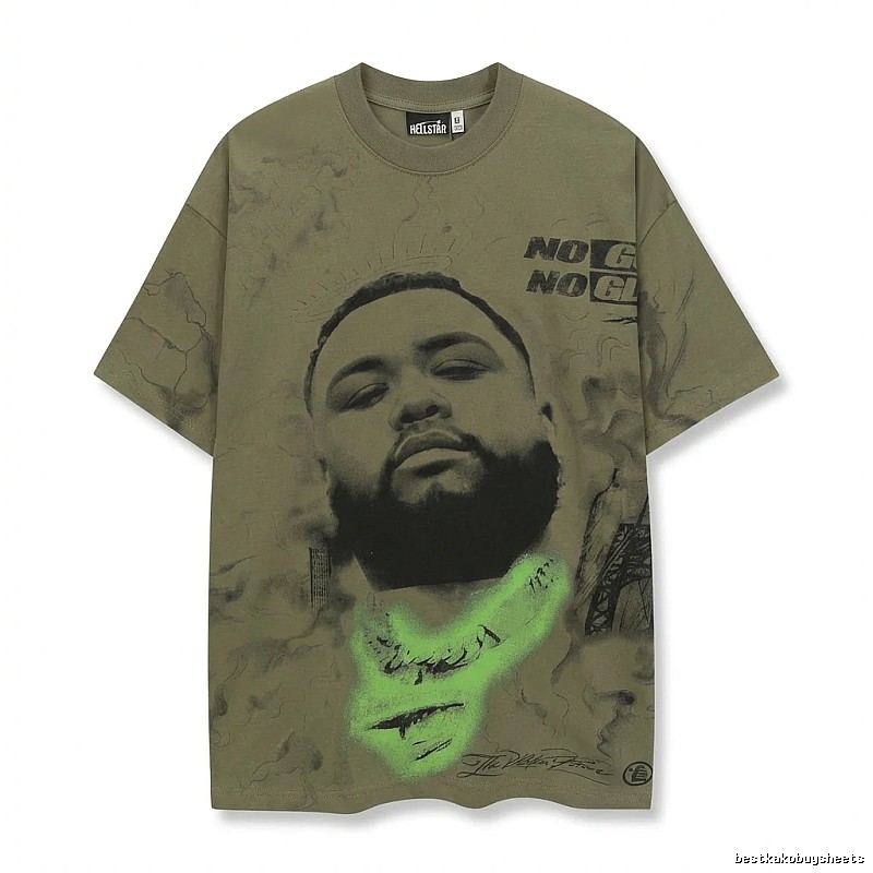 Hellstar Retro Style Olive Green T-shirt