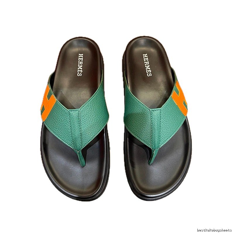 Hermès H Series Casual Style Green Flip-flops