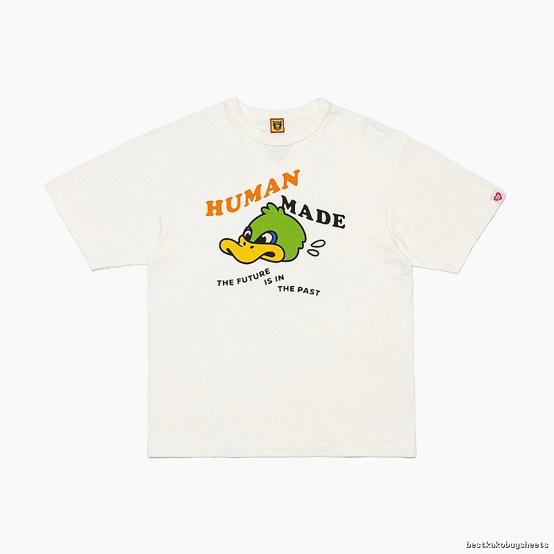 HUMAN MADE Green Duck Print Japanese Streetwear Off-white Short-sleeve T-shirt