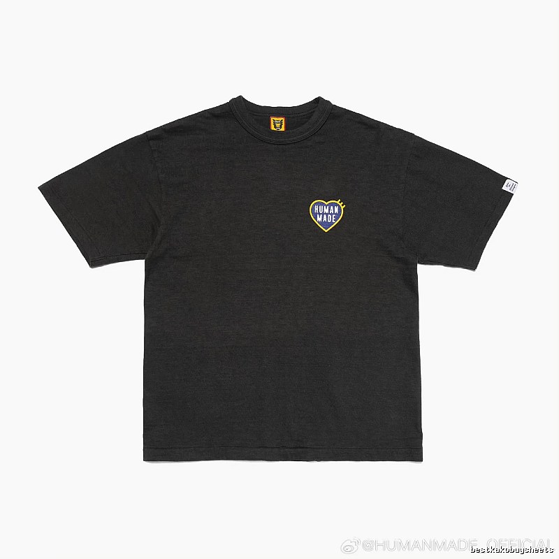 HUMAN MADE Heart Embroidered Japanese Streetwear Black T-Shirt