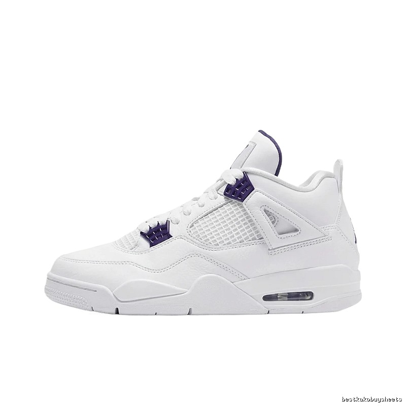 Jordan 4th Generation Trendy White and Purple Sports Shoes