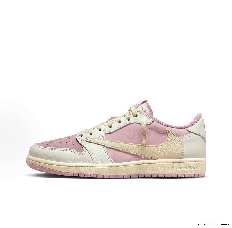 Jordan AJ1 Low-Top Pink and White Athletic Shoes