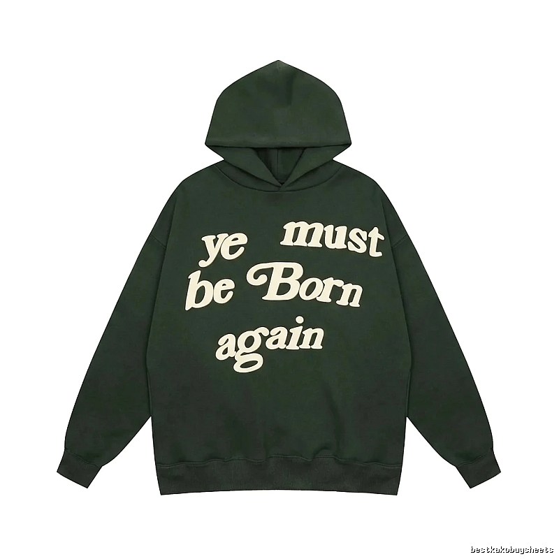 Kanye retro-style dark green hoodie
