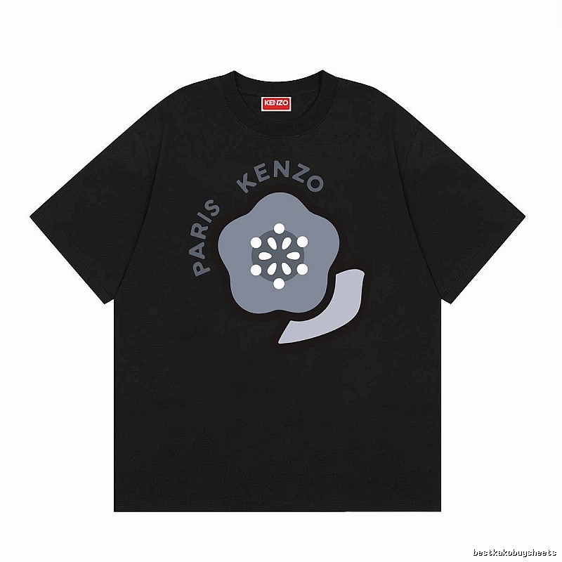 KENZO Paris Flower Casual Style Black T-Shirt