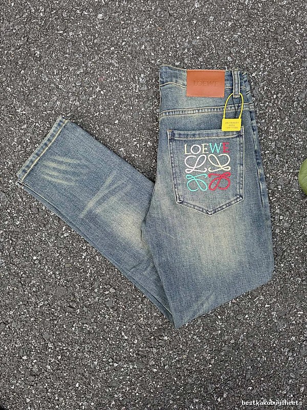 LOEWE Multicolor Emblem And Vintage-Inspired Fading Logo Pocket Jeans for casual