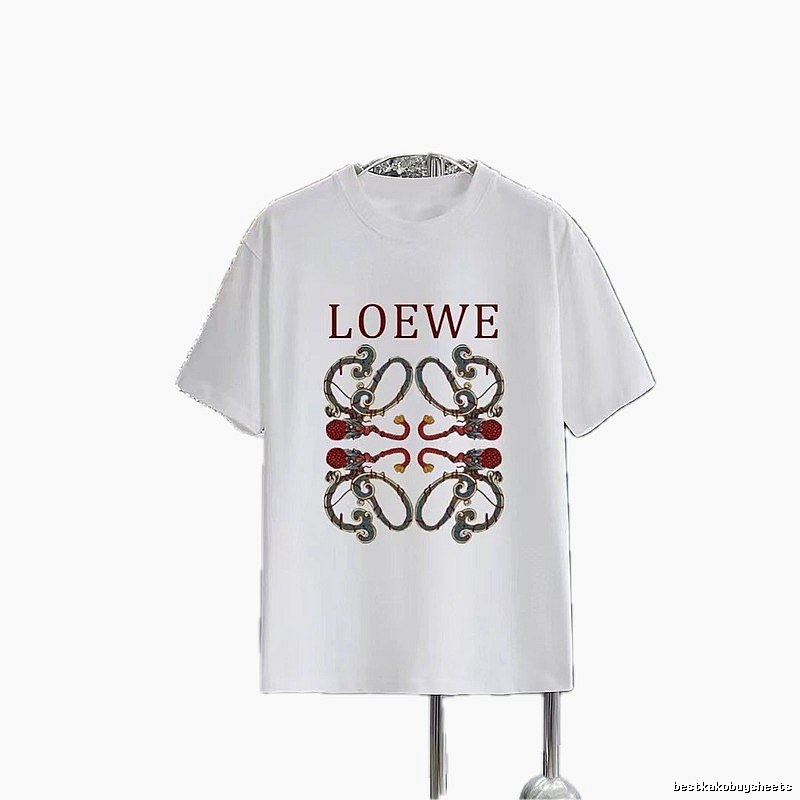 LOEWE Vintage-style Dragon Print White T-Shirt