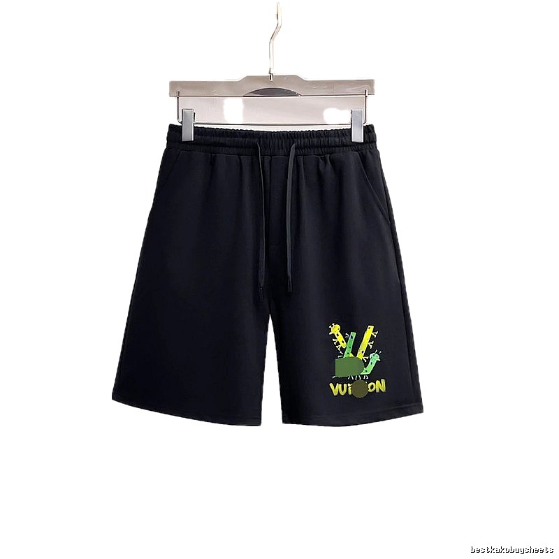 Louis Vuitton Cartoon Print Casual Style Black Shorts
