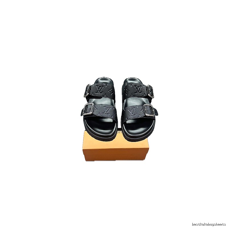 Louis Vuitton Classic Embossed Casual Style Black Slides