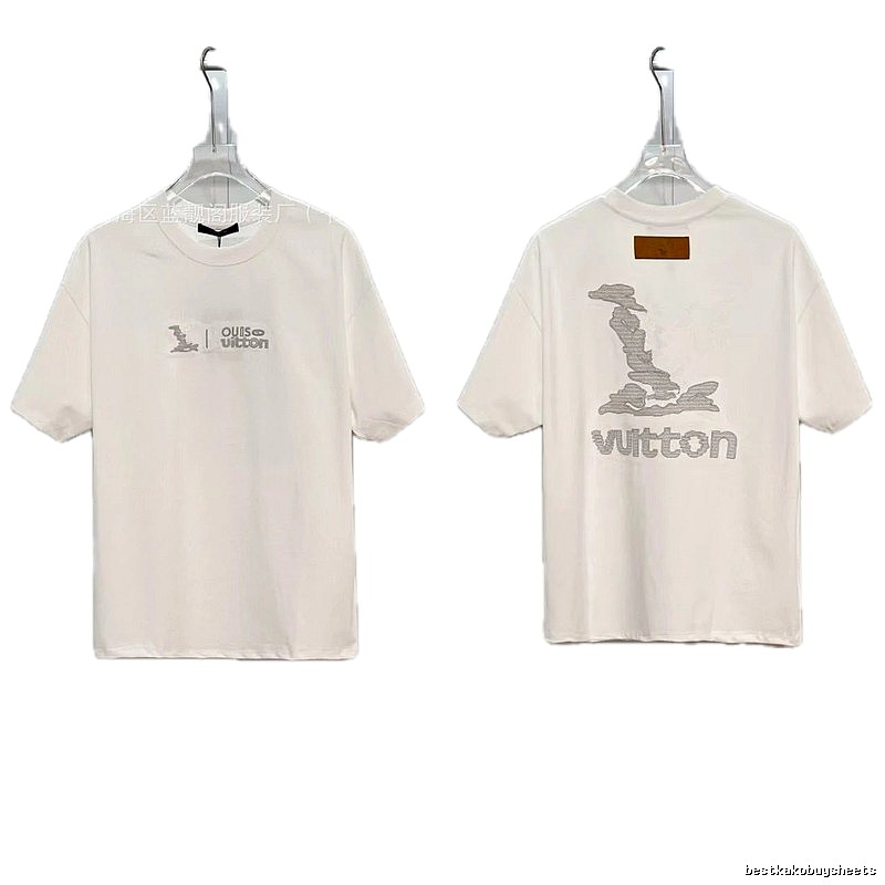 Louis Vuitton Embroidered Casual Style White T-Shirt