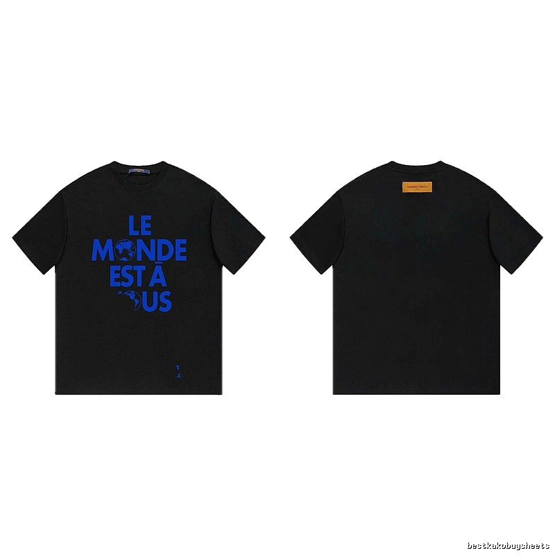 Louis Vuitton Letter Print Cool Trendy Style Black T-shirt