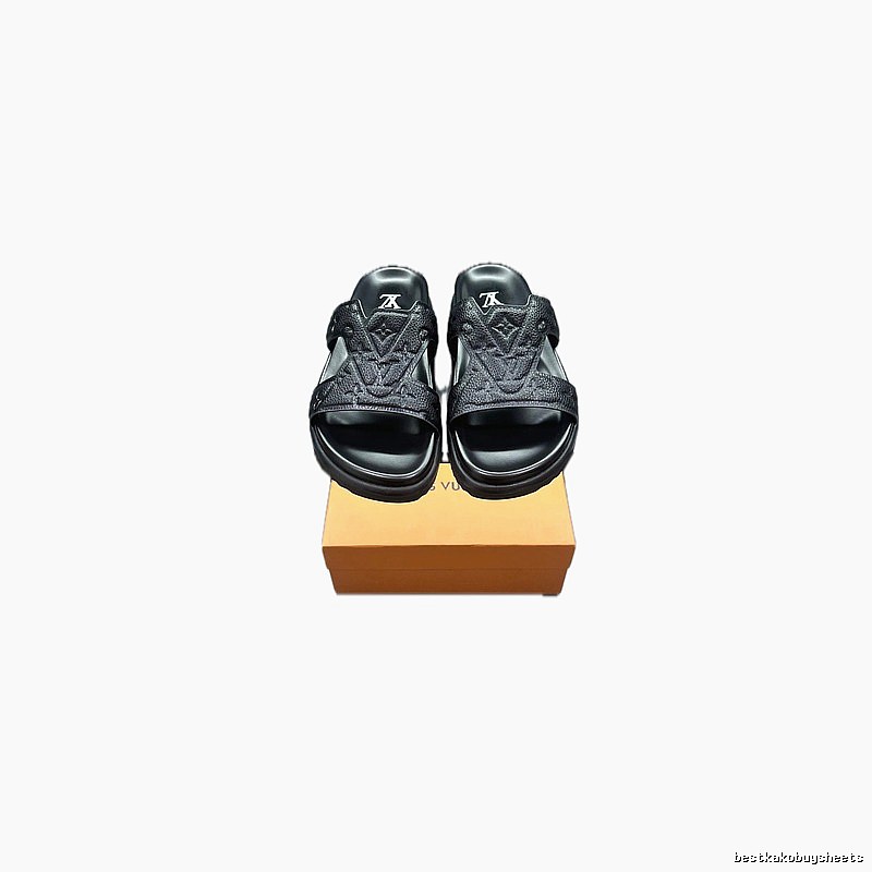 Louis Vuitton LV Monogram Light Luxury Style Black Slippers