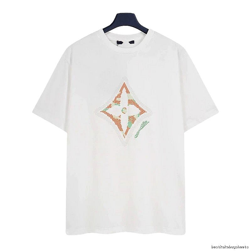 Louis Vuitton Trendy White T-Shirt with Diamond Print