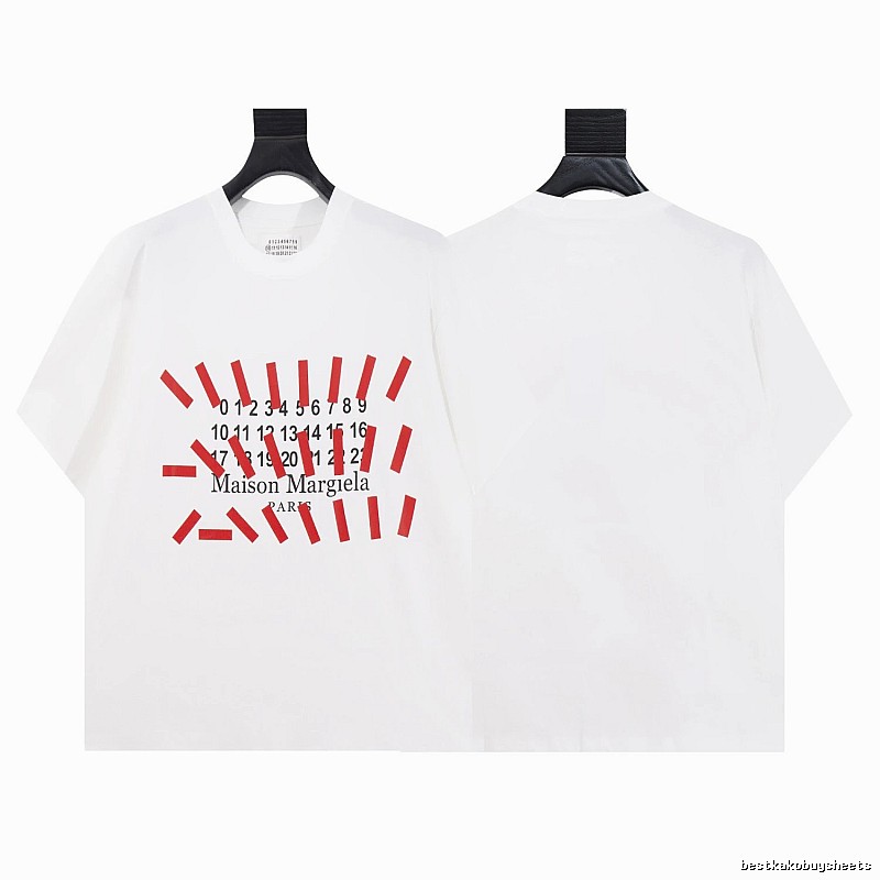 Maison Margiela Digital Print Streetwear Brand White Short-sleeve T-shirt