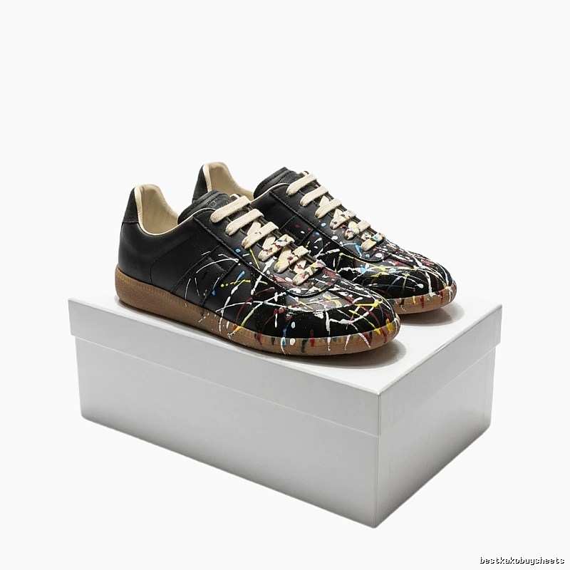 Maison Margiela ink-splashed style black shoes