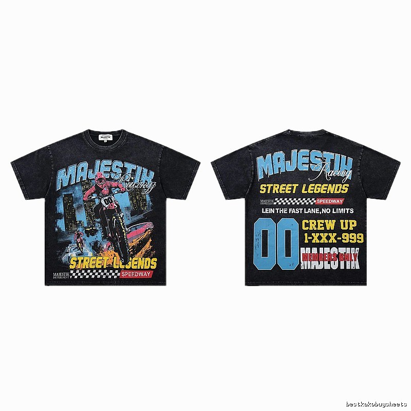 MAJESTIK Racing Vintage Street Black Short Sleeve T-Shirt