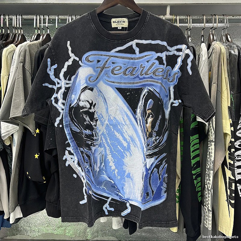 MAJESTIK Space Print Street Style Black T-Shirt