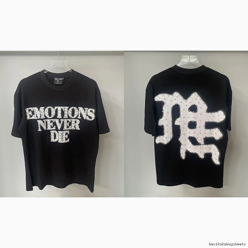 Mixed Emotion Rhinestone Street Style Black Short-sleeve T-shirt