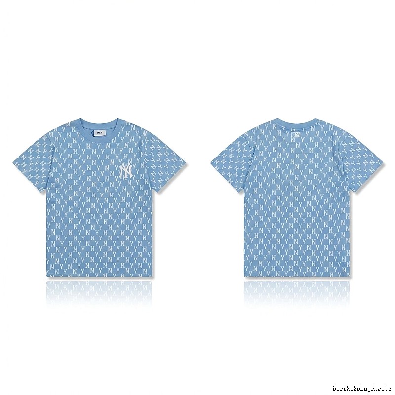 MLB full - print style light blue T - shirt