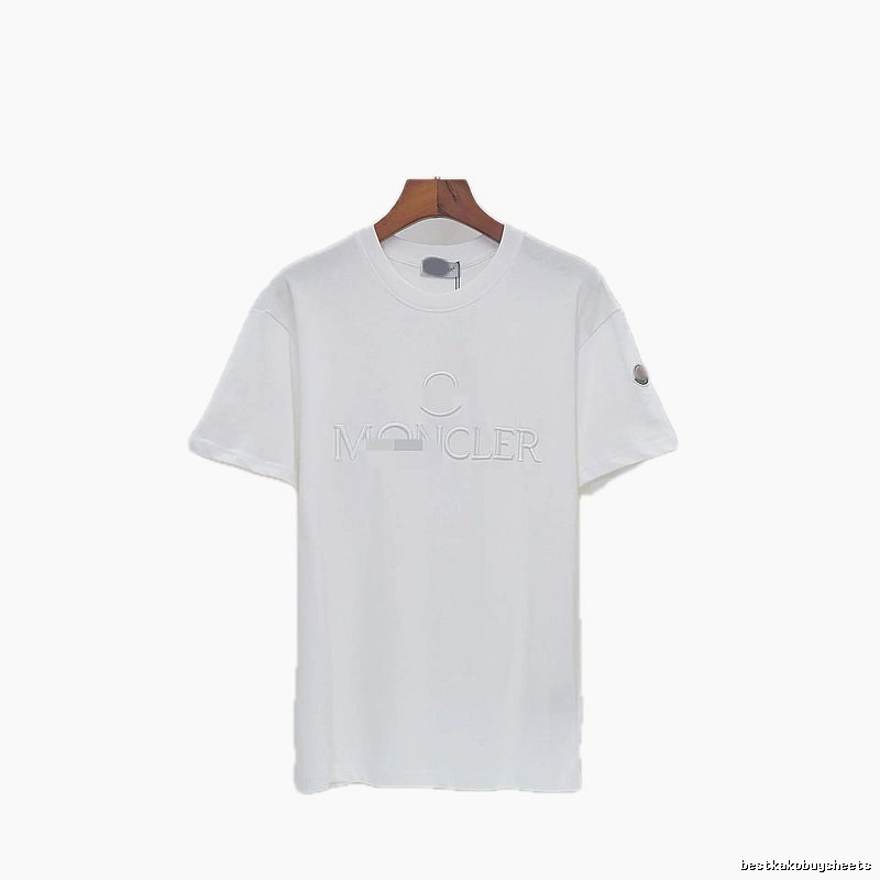 Moncler Embossed Casual Style White Short-sleeve T-shirt