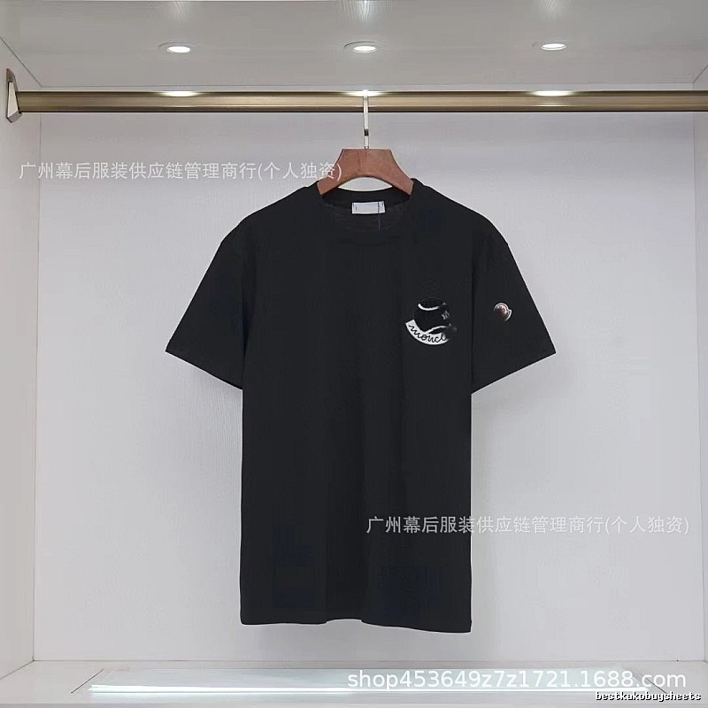 Moncler Embroidered Casual Black Short-sleeve T-shirt