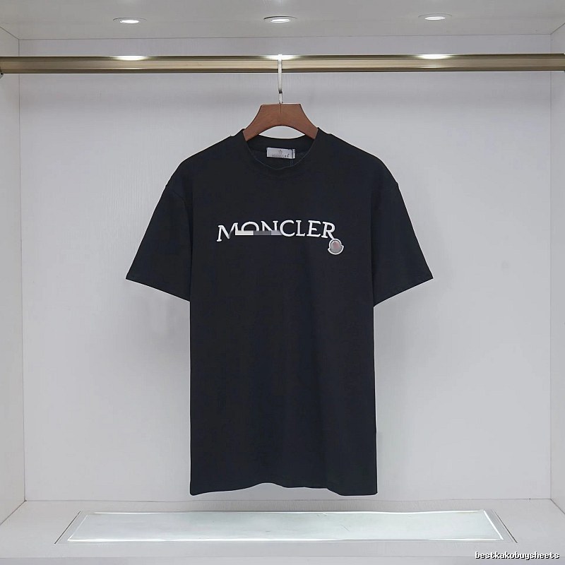 Moncler Embroidered Casual-Style Black T-Shirt