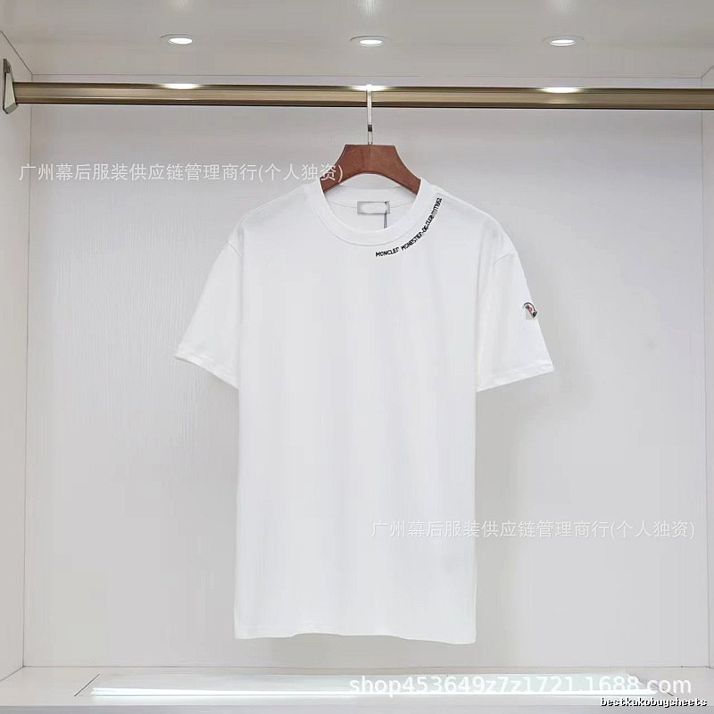 Moncler Embroidered Casual Style White Short-sleeve T-shirt