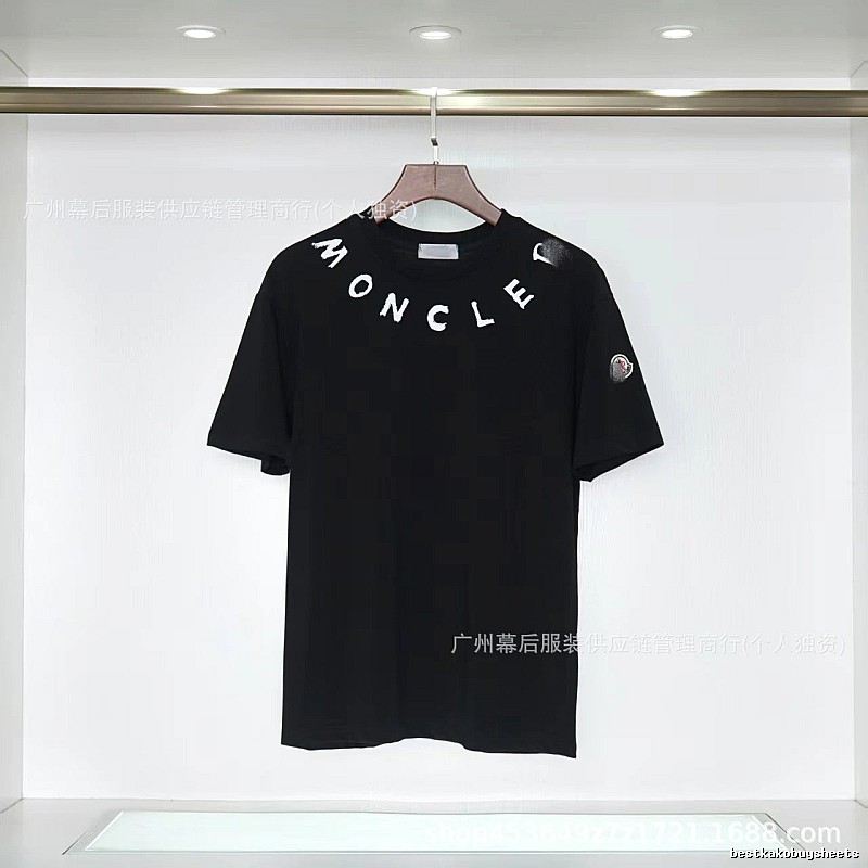 Moncler Letter Print Casual Style Black T-Shirt