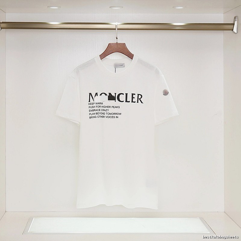 Moncler Letter Print Casual Style White T-Shirt