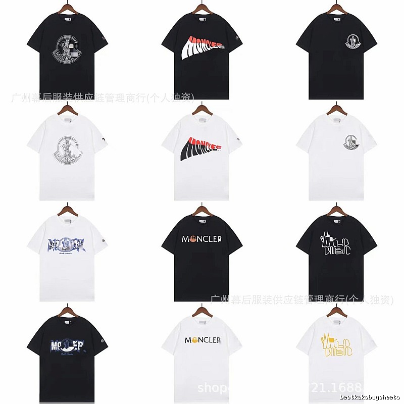 Moncler Logo Printed Trendy Black & White Short-Sleeve T-Shirt