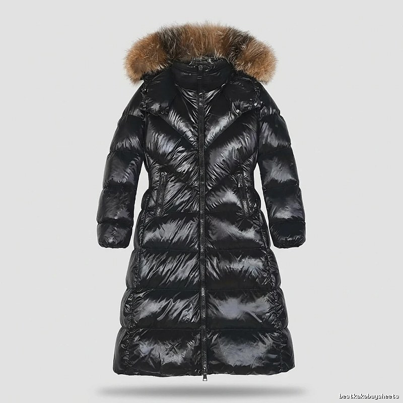 Moncler long stylish black down jacket