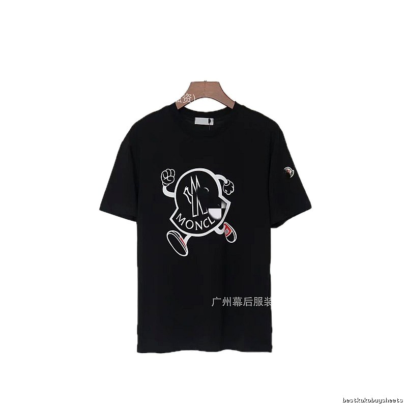 Moncler Trendy Black Cartoon Print Short-sleeved T-shirt