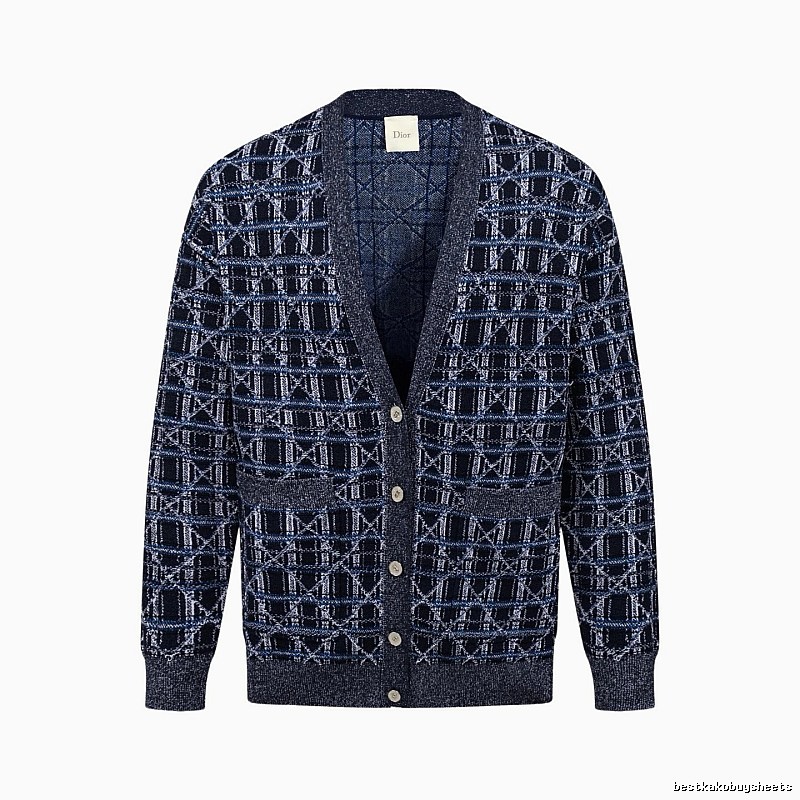 Navy Dior Button-front Cardigan for Layered Winter Looks