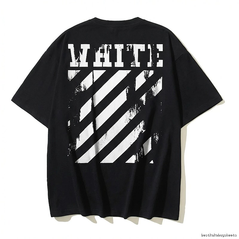 Off-White striped-style black T-shirt