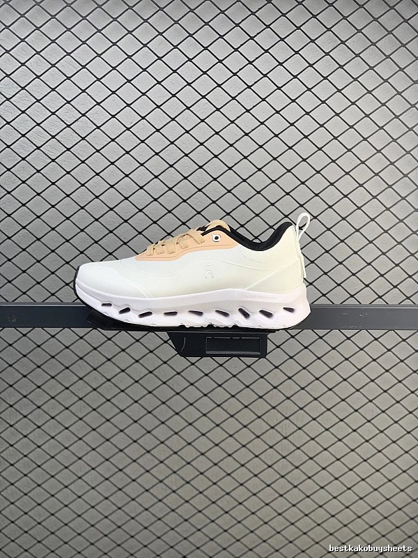 On White and Peach Cloud Runners, Segmented Sole Pods