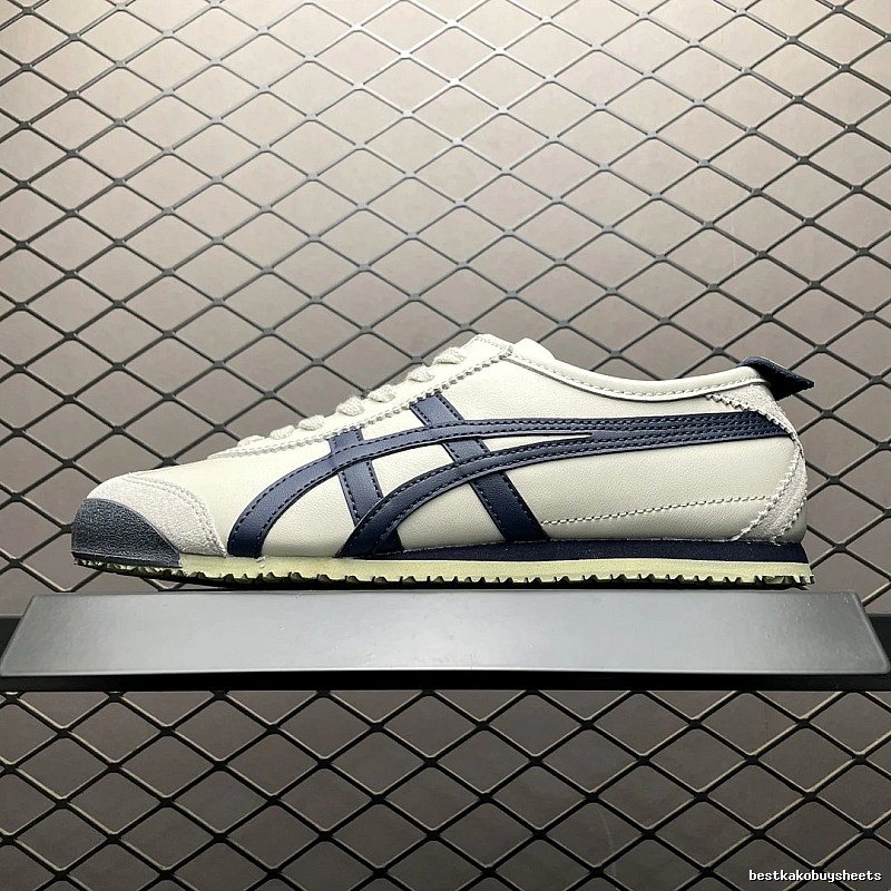 Onitsuka Tiger Low-Top Sneakers, White and Navy and Retro Court Shape
