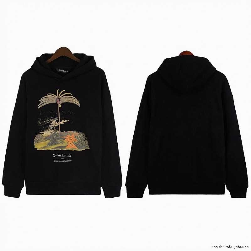 Palm Angels Palm Print Style Black Sweatshirt