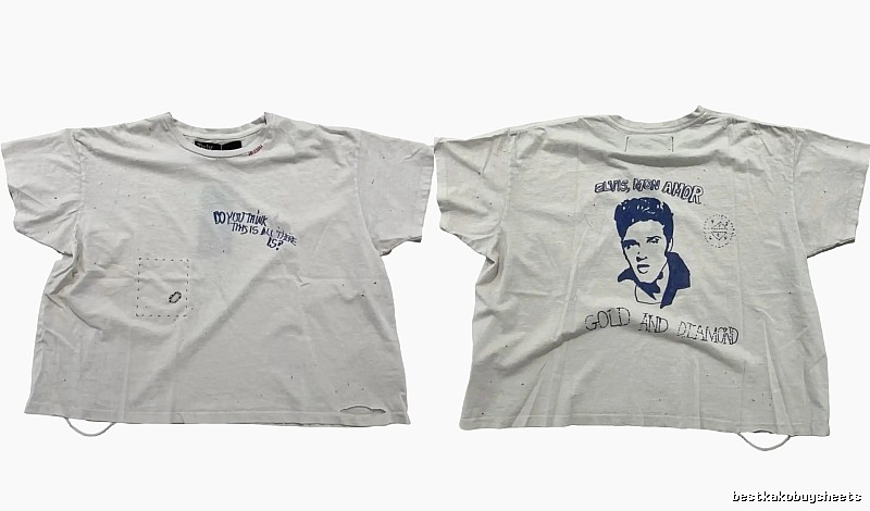 Paly Hollywood Elvis Vintage Distressed White T-Shirt