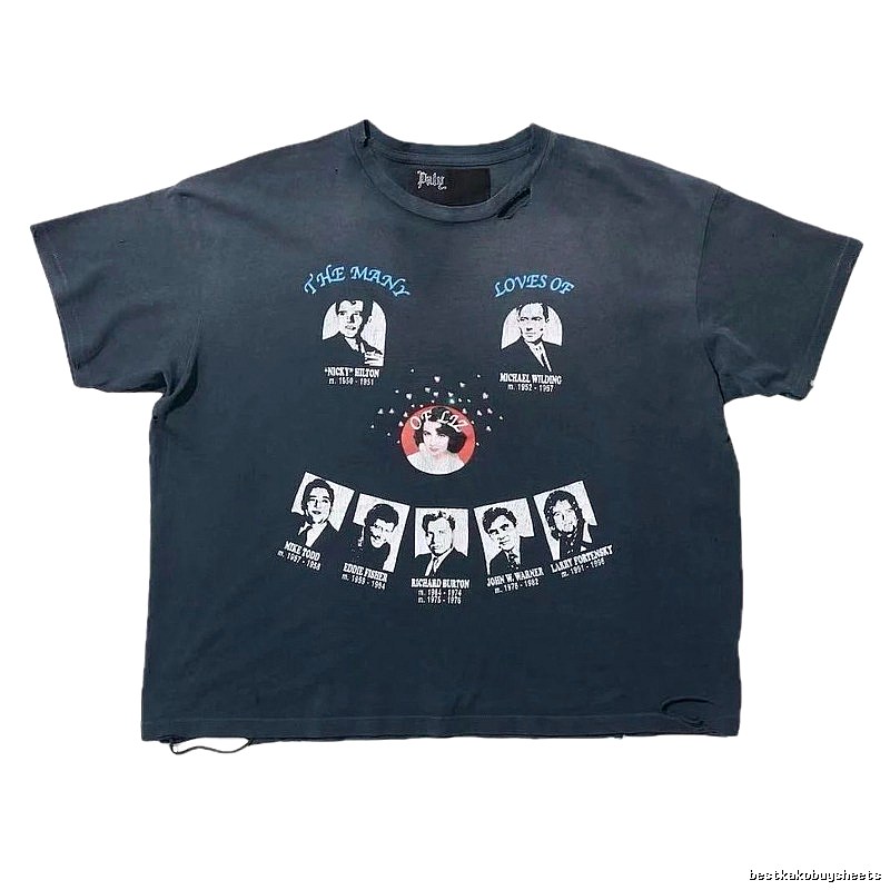 Paly Hollywood Portrait Print Vintage Charcoal Black T-Shirt
