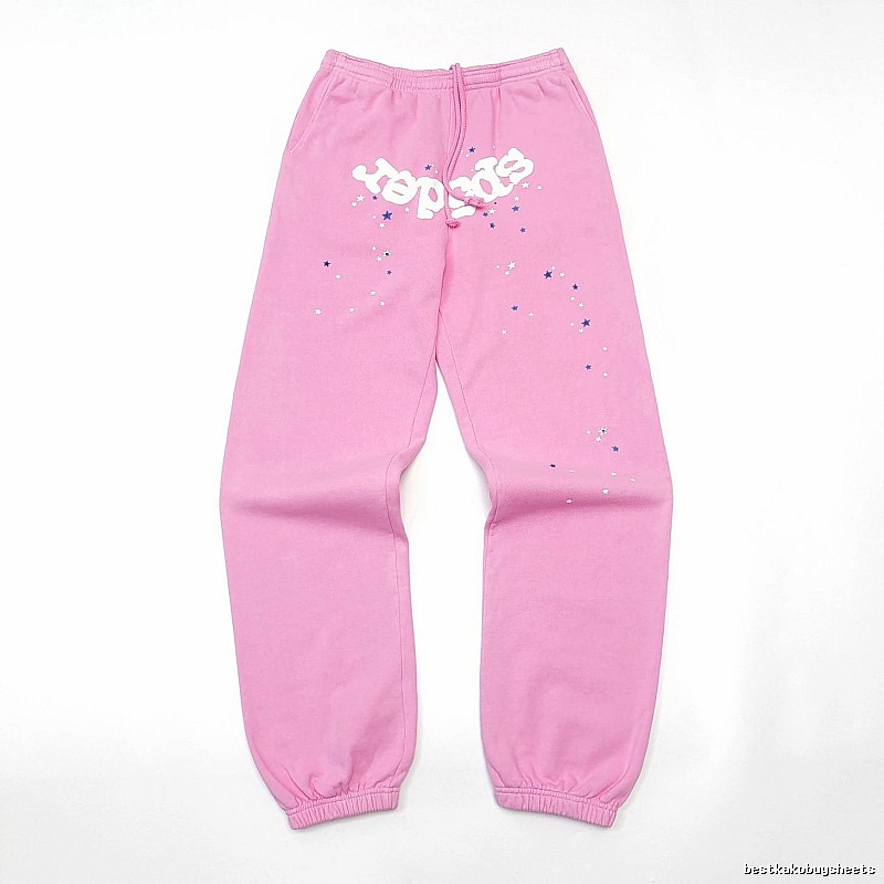 Pink Sp5der Graphic Sweatpants for travel