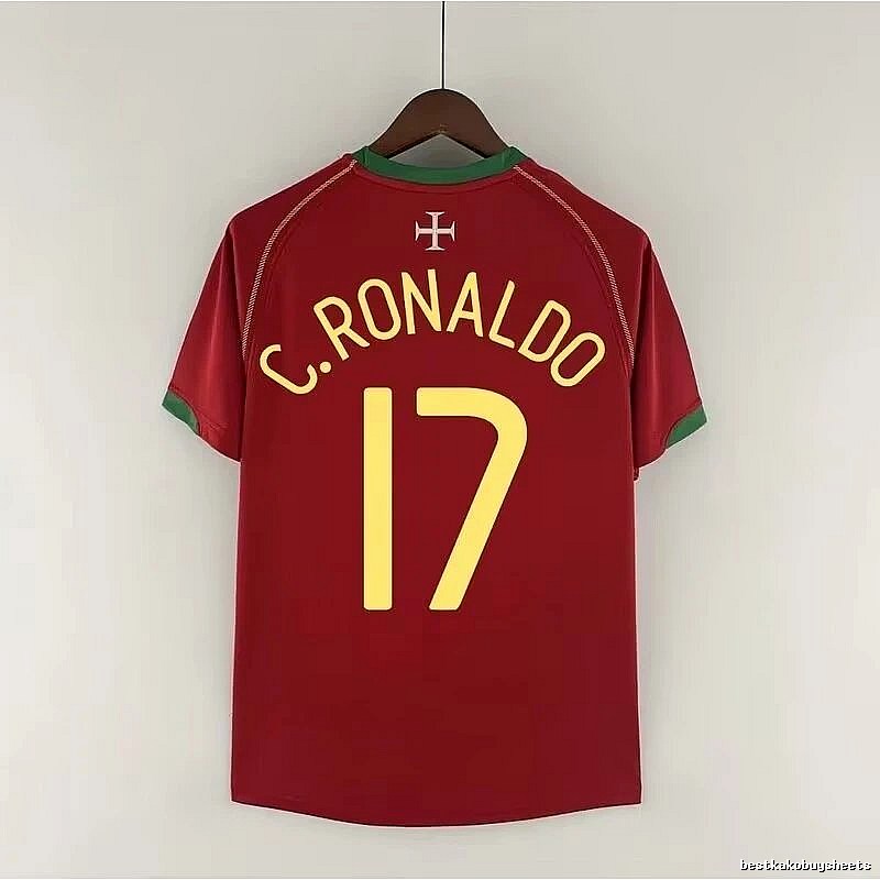Portugal Classic Ronaldo #17 soccer jersey Red Portugal Football for Daily Styling