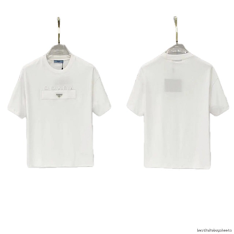 Prada Classic Triangle Logo Minimalist Style White T-Shirt