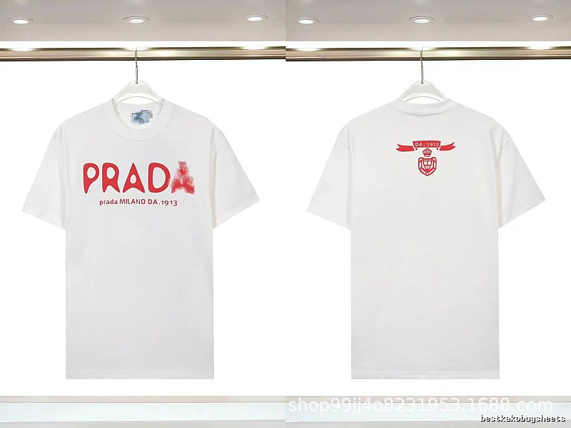 Prada Graffiti Collection Casual Style White Short-sleeve T-shirt