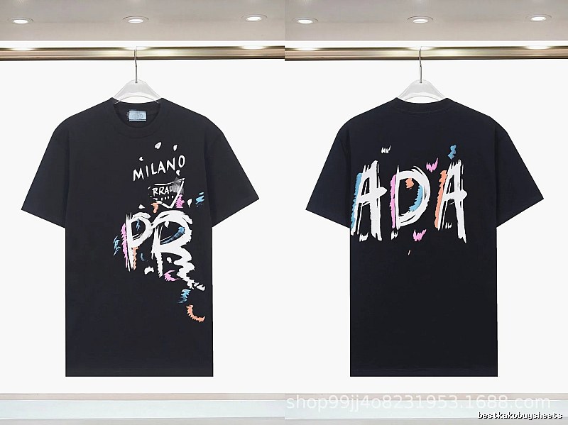 Prada Graffiti Collection Street Style Black T-Shirt