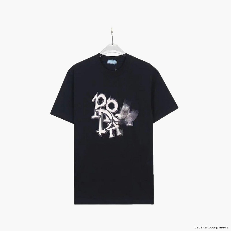 Prada Letter Graffiti Street Style Black T-Shirt
