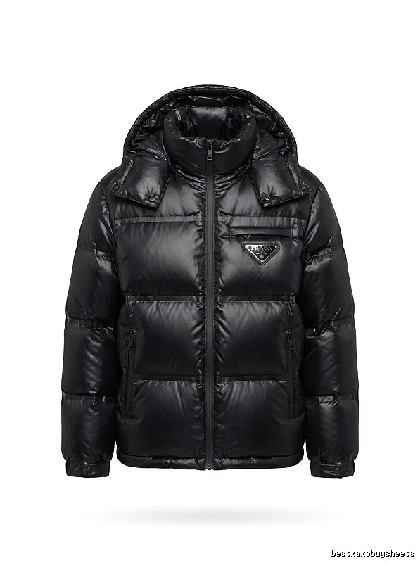 Prada triangle logo black down jacket