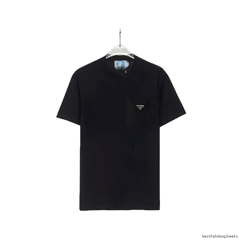Prada Triangle Logo Minimalist Style Black Short-sleeve T-shirt