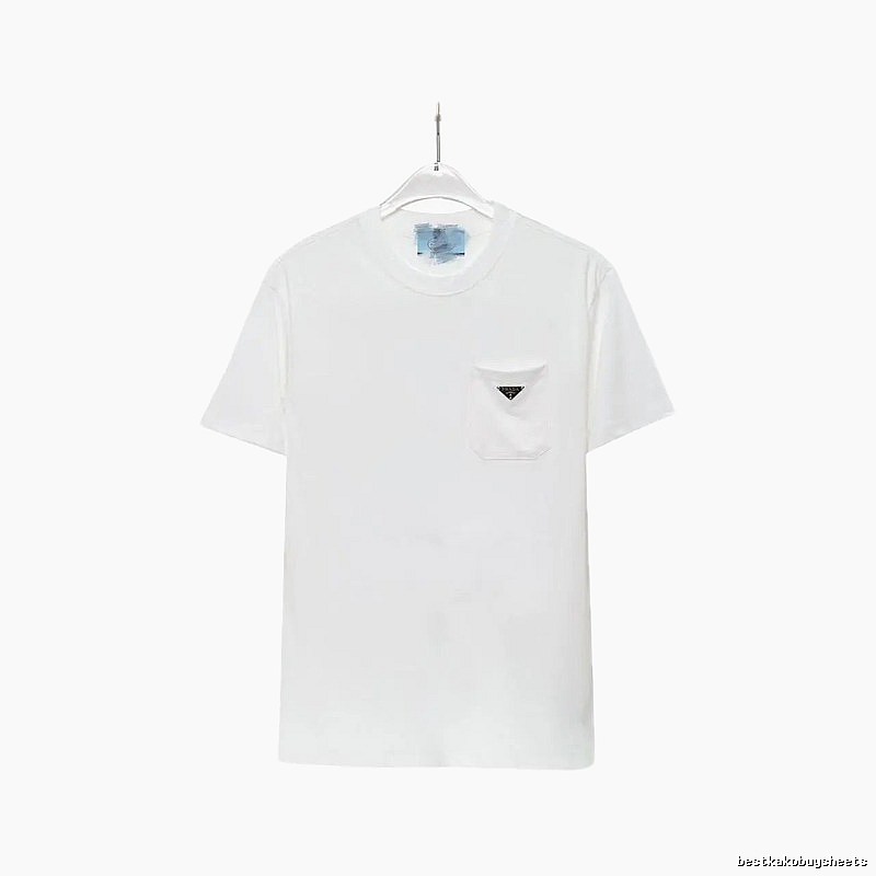 Prada Triangle Logo Minimalist Style White Short-sleeve T-shirt