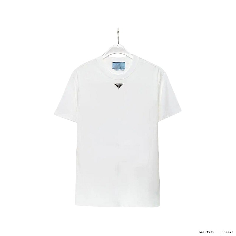 Prada Triangle Logo Minimalist Style White T-Shirt