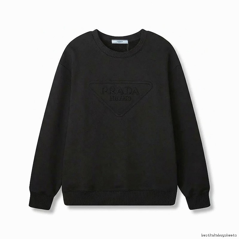 Prada triangular logo simple black sweatshirt