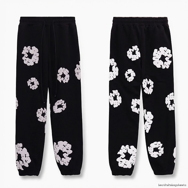 Printed casual black pants with DENIM TEARS style